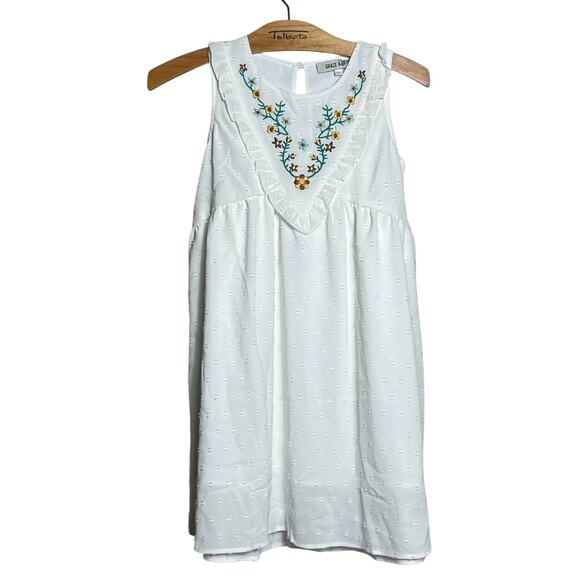 Grace Karin White Embroidered Dress, Size 10Y, Floral Detail Excellent Condition - Picture 1 of 7